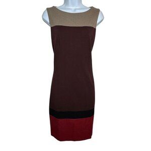 AKRIS size 6 color block sheath sleeveless Dress